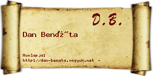 Dan Benáta névjegykártya